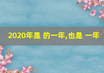 2020年是 的一年,也是 一年